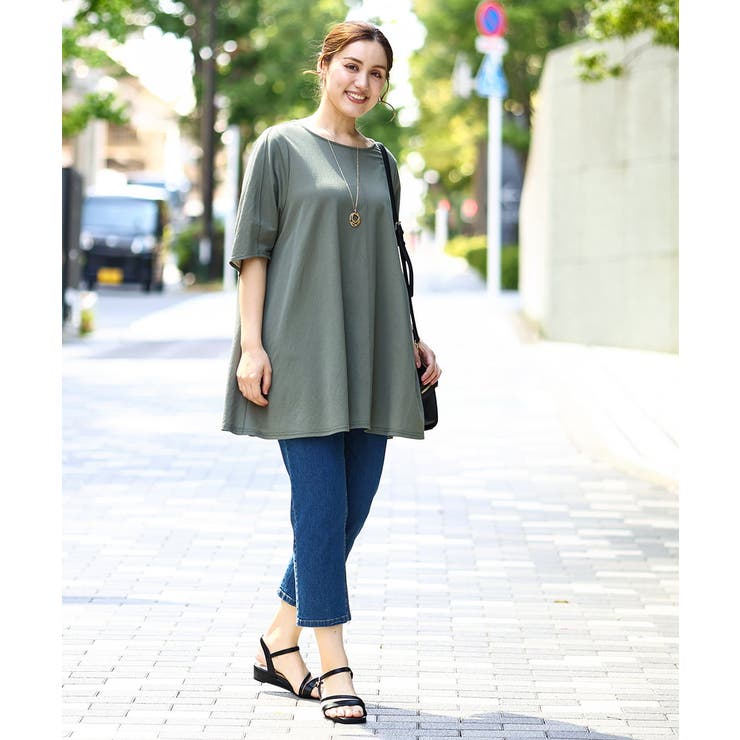 【大きいサイズ/接触冷感】カノコバックフレアチュニック | eur3 | 詳細画像3 