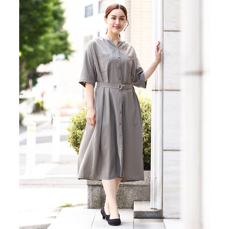 大きいサイズ】バックプリーツワンピース[品番：ITKW0017935]｜eur3