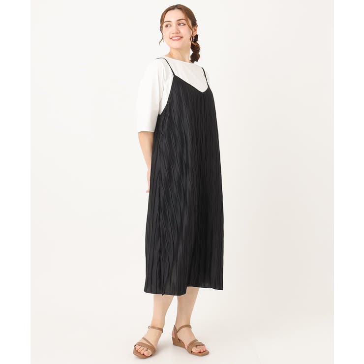 ブラック(94) | 【大きいサイズ】プリーツキャミワンピース | eur3