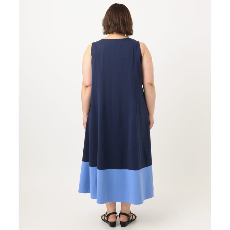 【大きいサイズ】バイカラーノースリーブワンピース | eur3 | 詳細画像9 