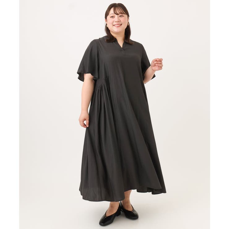 【大きいサイズ/接触冷感】バンドカラーギャザーチュニック | eur3 | 詳細画像16 