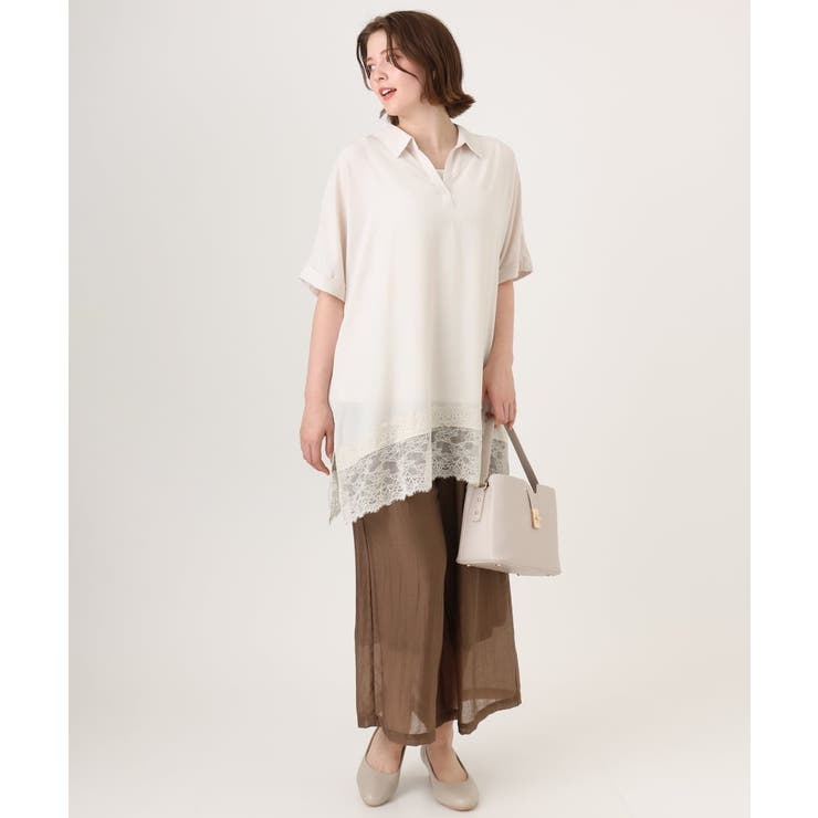 【大きいサイズ/接触冷感】ヘムレースブラウスチュニック | eur3 | 詳細画像17 