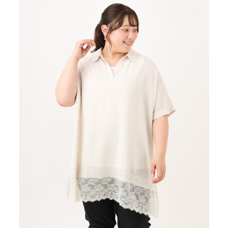 【大きいサイズ/接触冷感】ヘムレースブラウスチュニック | eur3 | 詳細画像18 