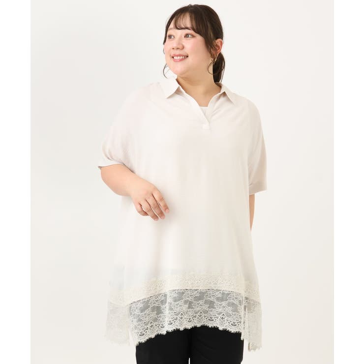 【大きいサイズ/接触冷感】ヘムレースブラウスチュニック | eur3 | 詳細画像19 