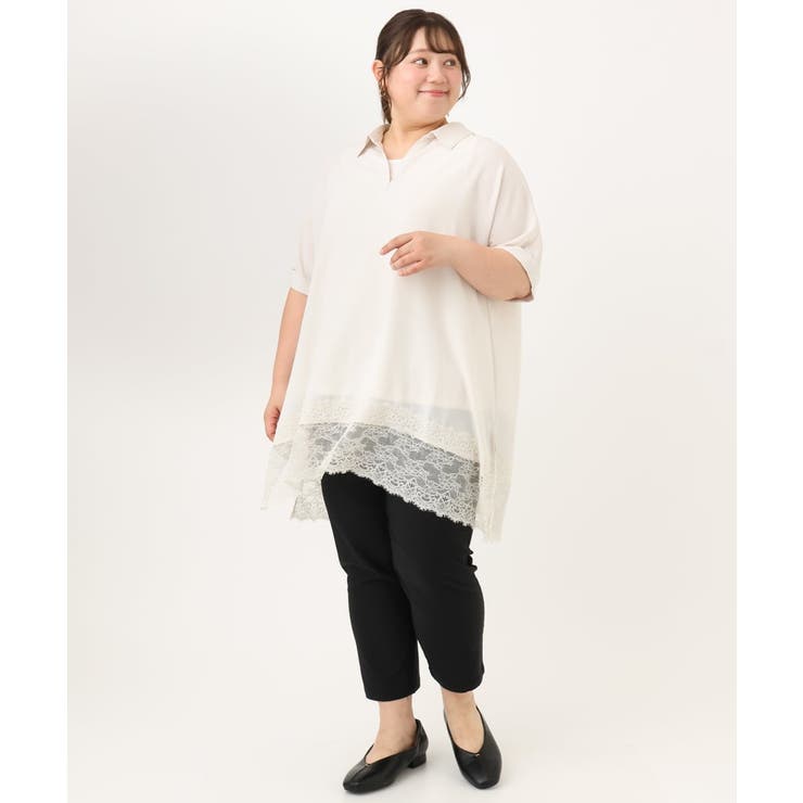 【大きいサイズ/接触冷感】ヘムレースブラウスチュニック | eur3 | 詳細画像22 