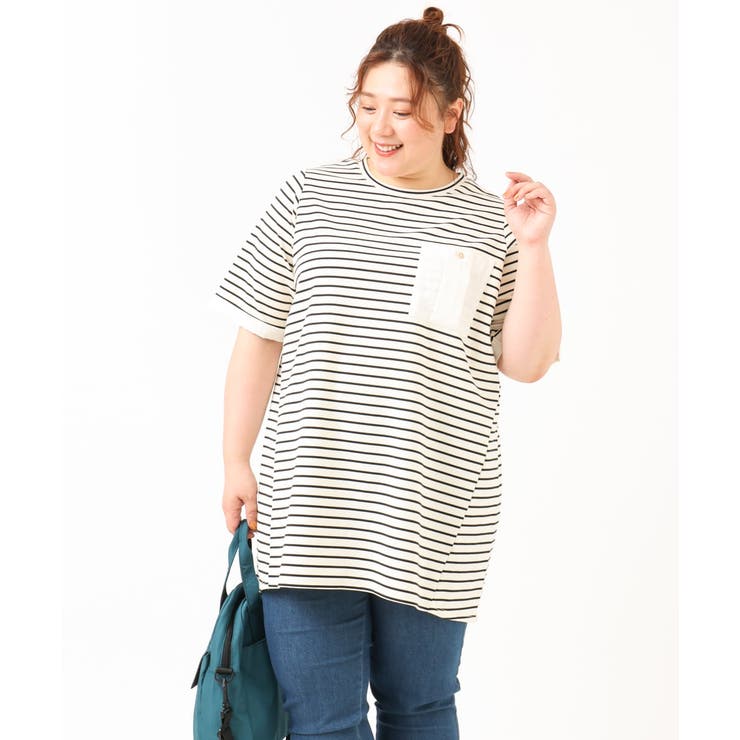 【大きいサイズ】胸ポケット付きTシャツチュニック | eur3 | 詳細画像15 