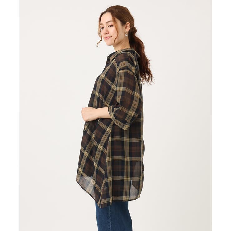 【大きいサイズ】シアーチェックシャツチュニック | eur3 | 詳細画像16 