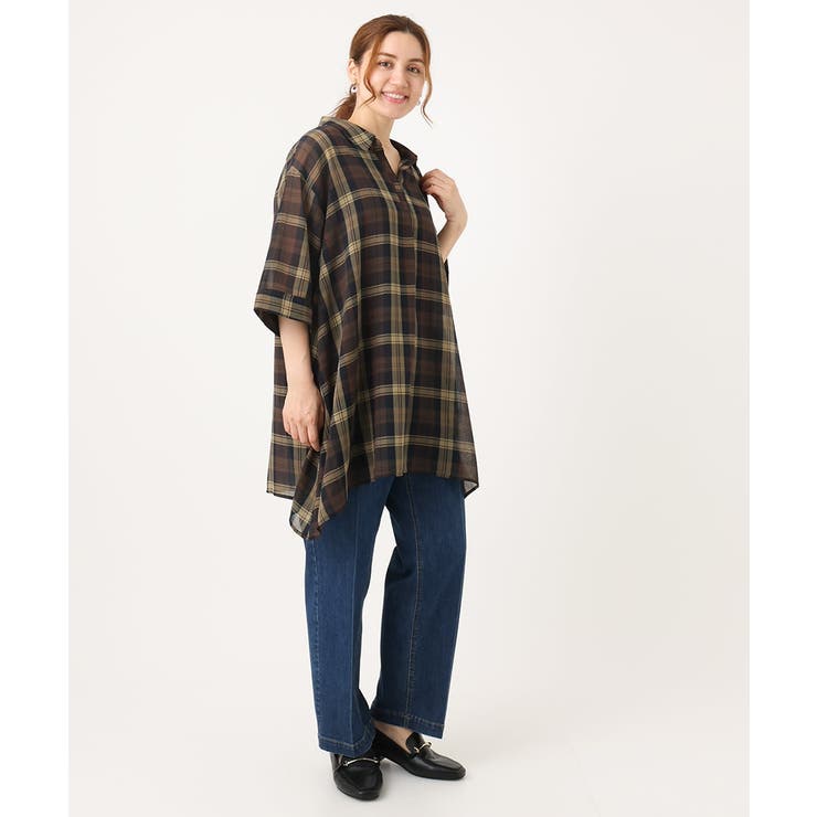 【大きいサイズ】シアーチェックシャツチュニック | eur3 | 詳細画像17 