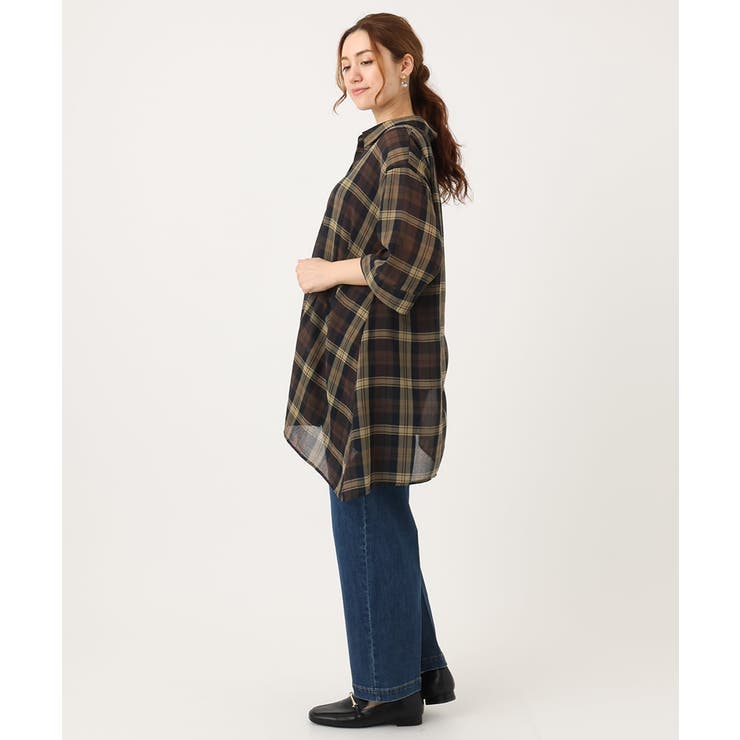 【大きいサイズ】シアーチェックシャツチュニック | eur3 | 詳細画像18 