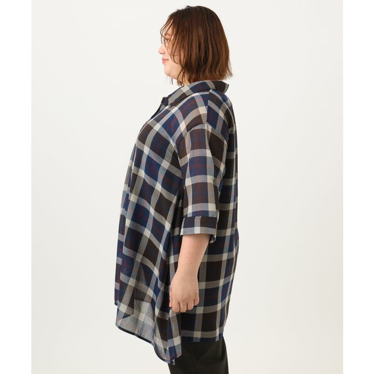 【大きいサイズ】シアーチェックシャツチュニック | eur3 | 詳細画像7 