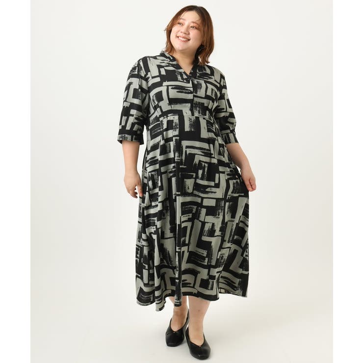 グレー(92) | 【大きいサイズ/LAVEANGE×eur3】タックワンピース | eur3