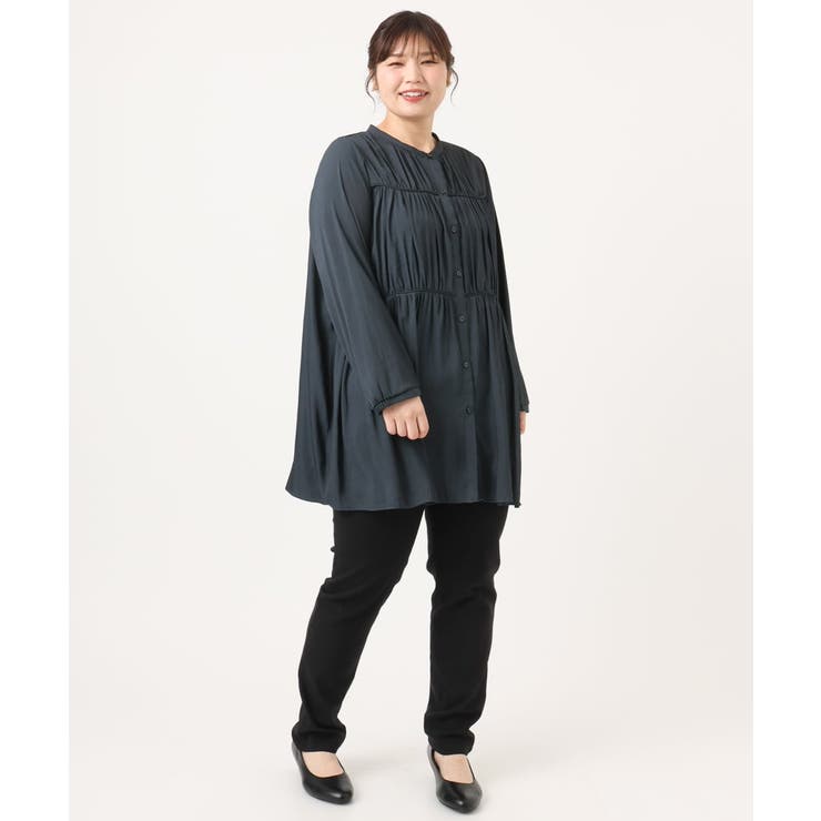 【大きいサイズ】サテンギャザーチュニック | eur3 | 詳細画像17 