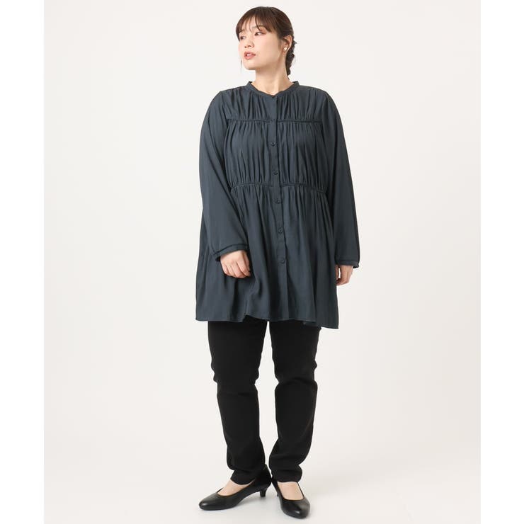 【大きいサイズ】サテンギャザーチュニック | eur3 | 詳細画像18 