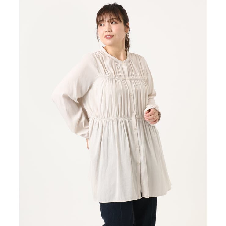 【大きいサイズ】サテンギャザーチュニック | eur3 | 詳細画像21 