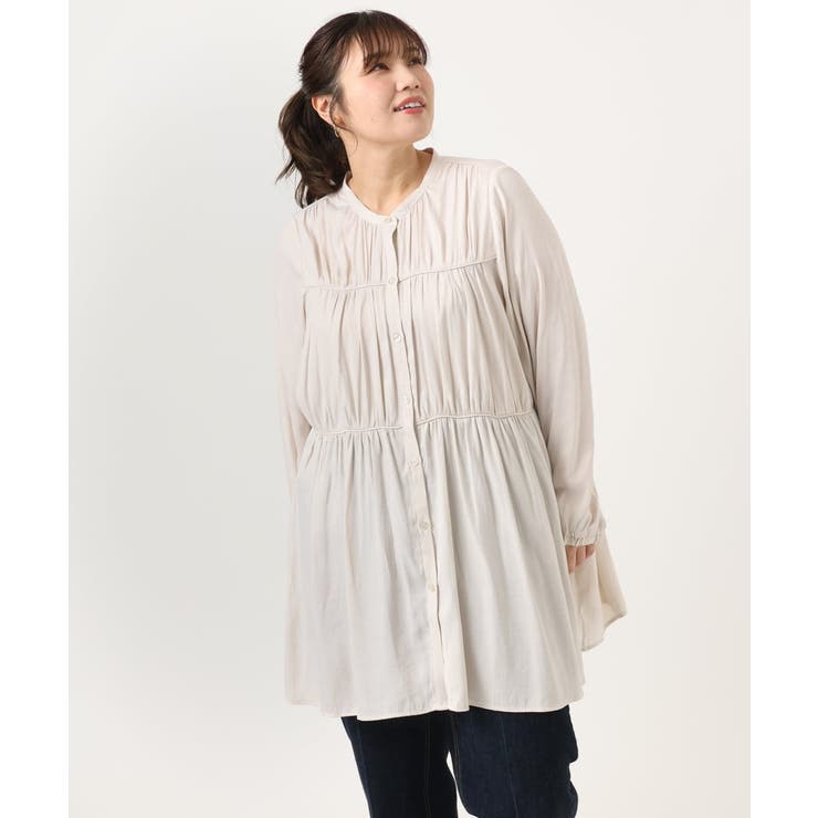 【大きいサイズ】サテンギャザーチュニック | eur3 | 詳細画像22 