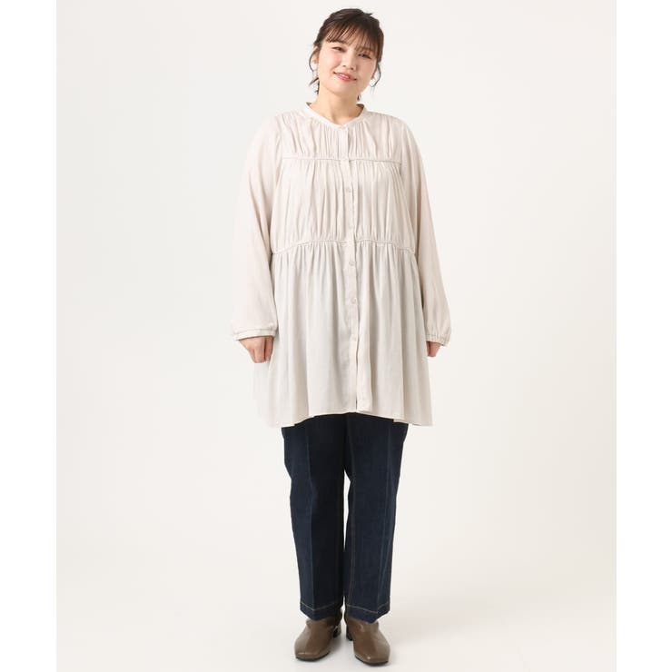 【大きいサイズ】サテンギャザーチュニック | eur3 | 詳細画像23 