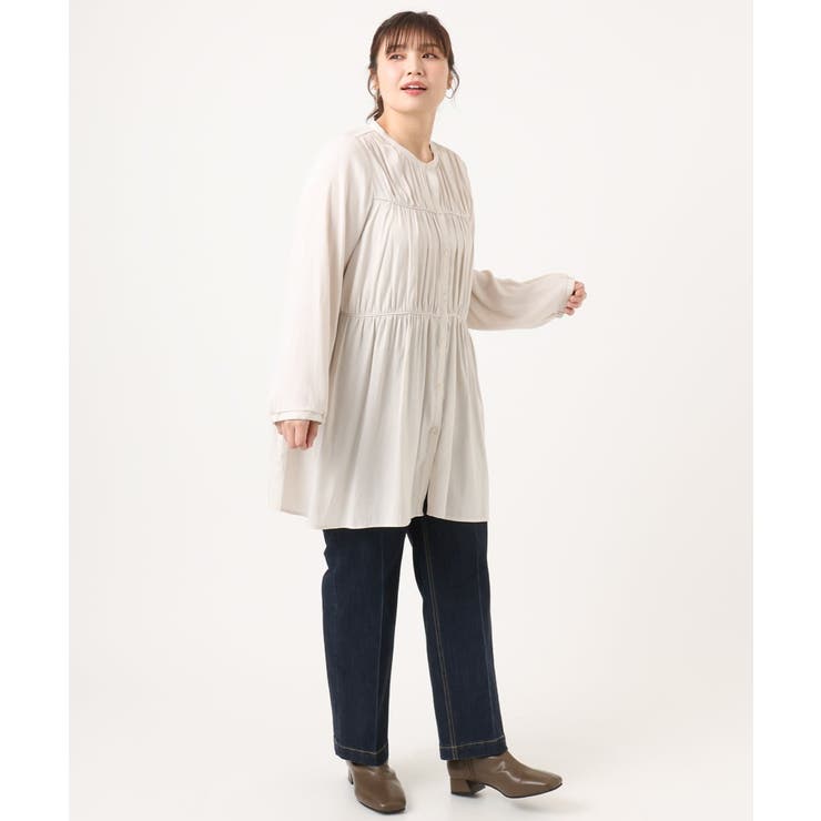 【大きいサイズ】サテンギャザーチュニック | eur3 | 詳細画像24 