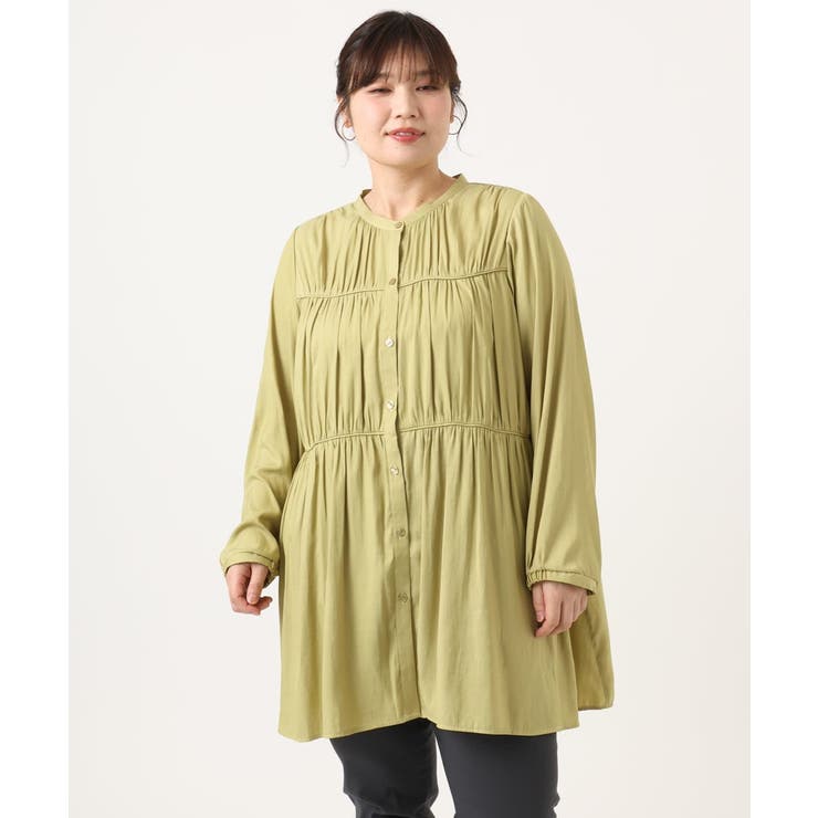 【大きいサイズ】サテンギャザーチュニック | eur3 | 詳細画像3 