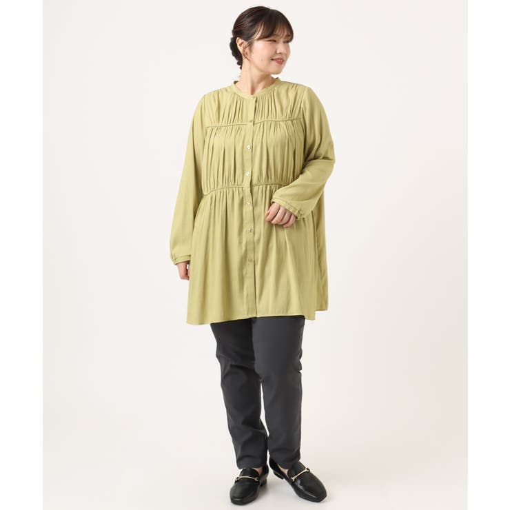 【大きいサイズ】サテンギャザーチュニック | eur3 | 詳細画像6 