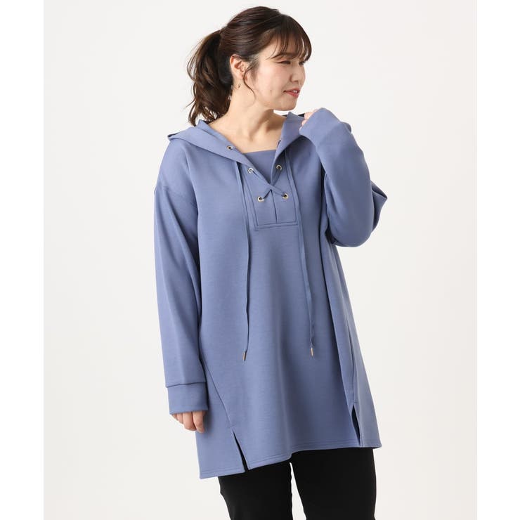 【大きいサイズ】レースアップダンボールフーディー | eur3 | 詳細画像2 