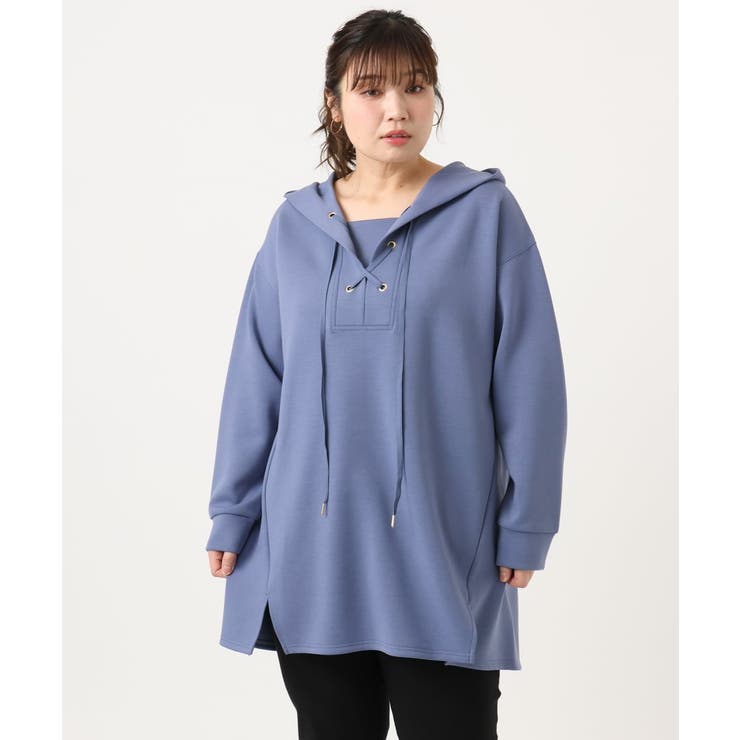 ブルー(55) | 【大きいサイズ】レースアップダンボールフーディー | eur3