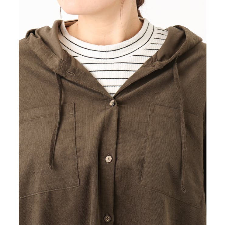 【大きいサイズ】コーデュロイフーディーシャツチュニック | eur3 | 詳細画像12 