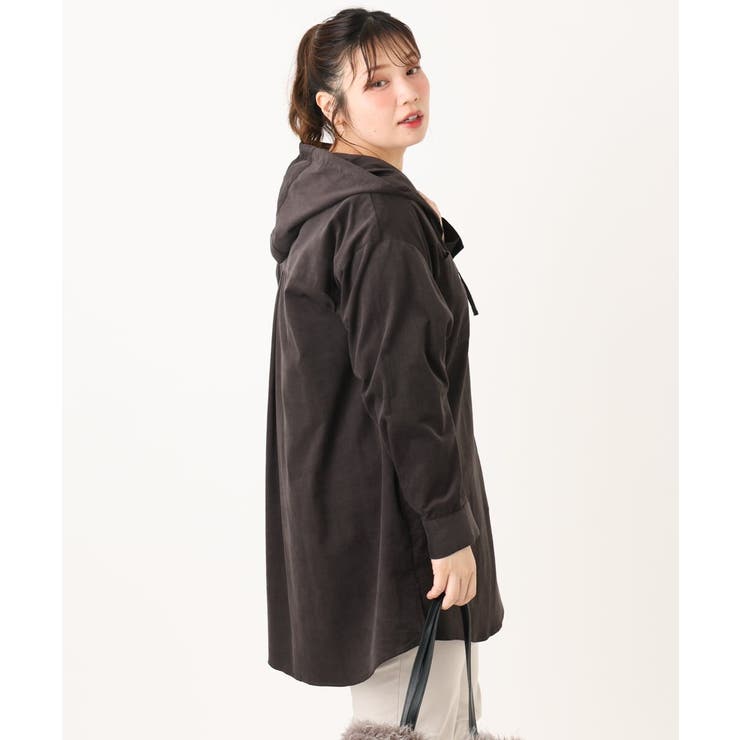 【大きいサイズ】コーデュロイフーディーシャツチュニック | eur3 | 詳細画像24 