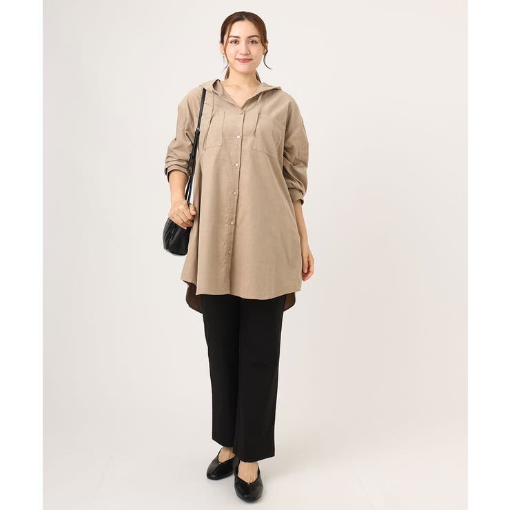 【大きいサイズ】コーデュロイフーディーシャツチュニック | eur3 | 詳細画像3 