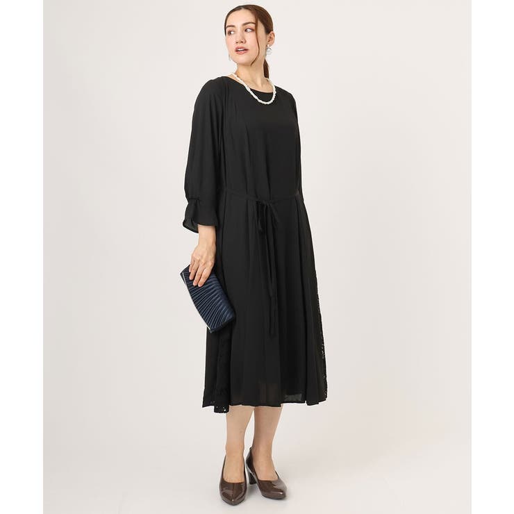 ブラック(94) | 【大きいサイズ】サイドレースドレス | eur3