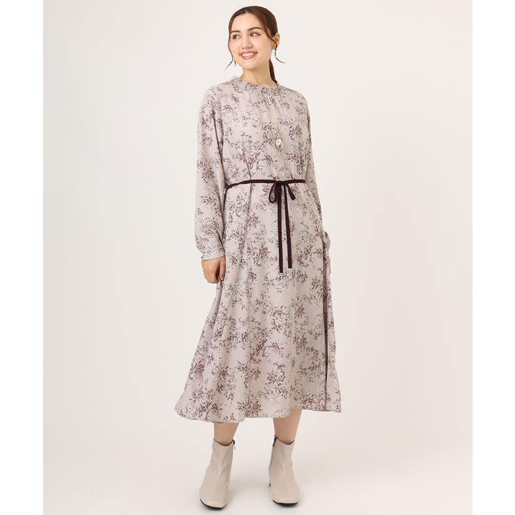 ライトグレー(91) | 【大きいサイズ】プリント花柄ワンピース | eur3