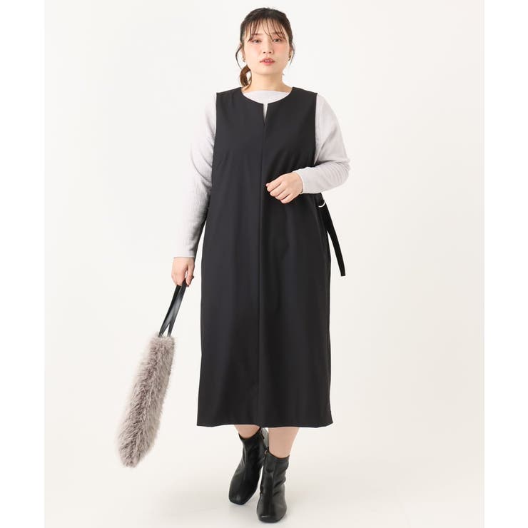 【大きいサイズ】サイドリブジャンパースカート | eur3 | 詳細画像15 