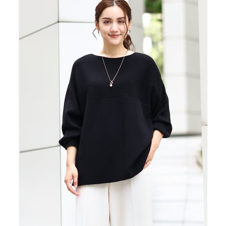 大きいサイズ】ドロップショルダーカラーニット[品番：ITKW0019751  