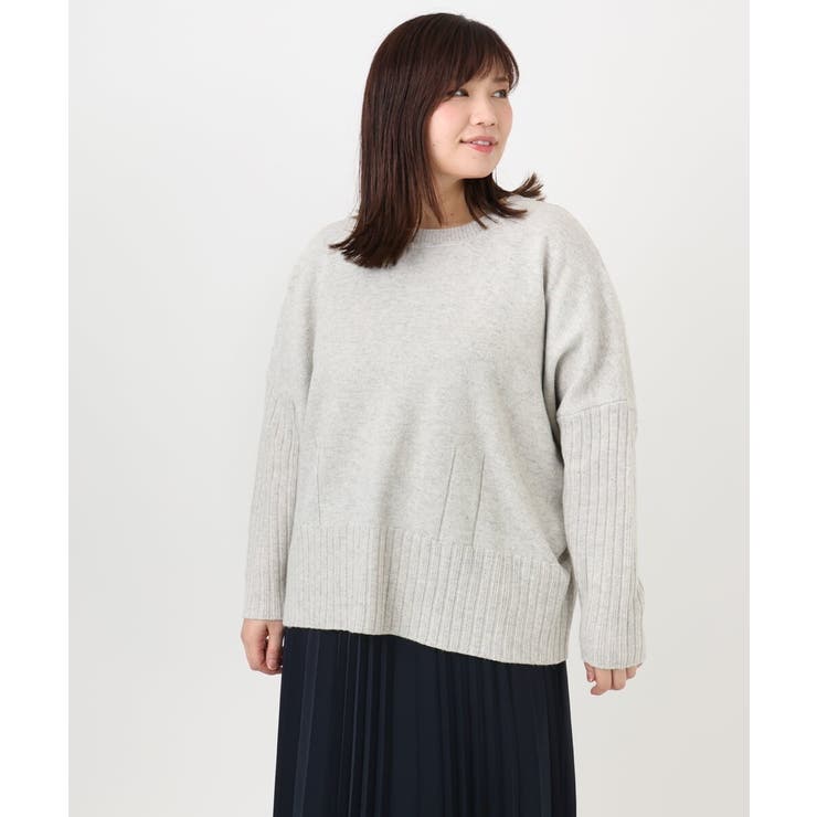 ベージュ(82) | 【大きいサイズ】リブボクシーニット | eur3