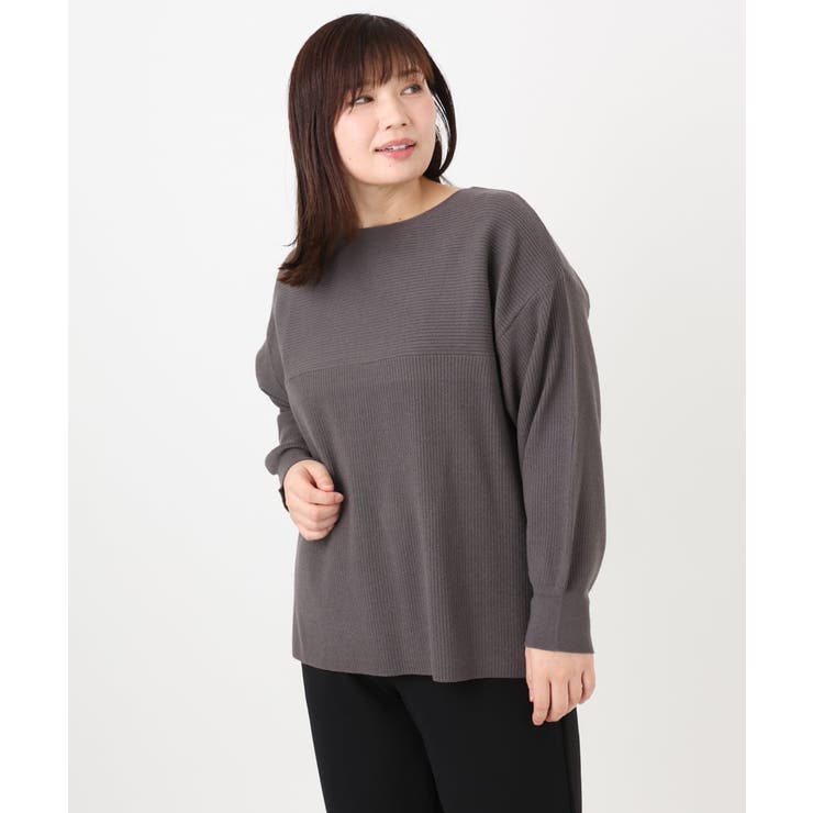 ダークグレー(93) | 【大きいサイズ】サイドスリットカラーニット | eur3