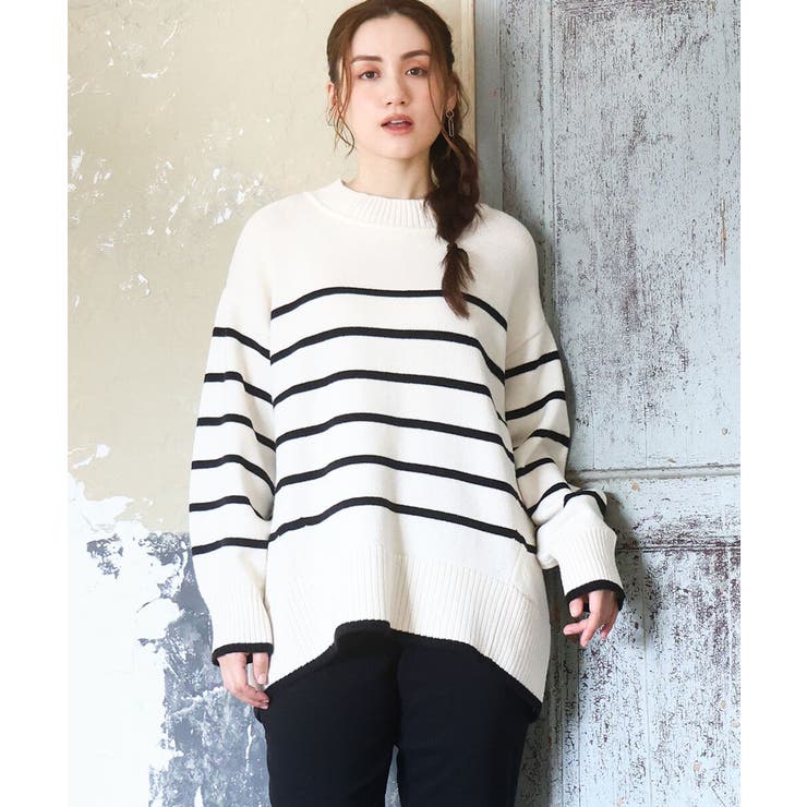 アイボリー(80) | 【大きいサイズ】ゆるシルエットニット | eur3