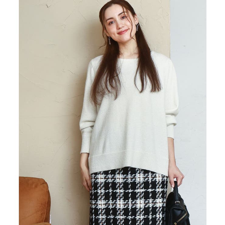 アイボリー(80) | 【大きいサイズ/a.v.v×eur3】ラメスパンコールニット | eur3