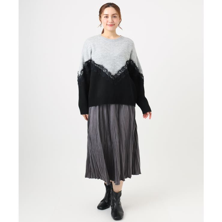 【大きいサイズ/LAVEANGE×eur3】レースバイカラーニット | eur3 | 詳細画像17 