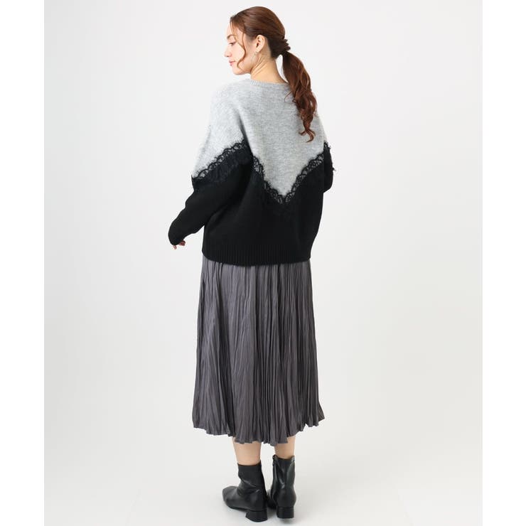 【大きいサイズ/LAVEANGE×eur3】レースバイカラーニット | eur3 | 詳細画像18 