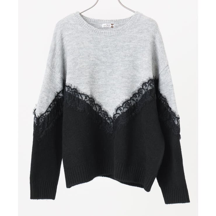 【大きいサイズ/LAVEANGE×eur3】レースバイカラーニット | eur3 | 詳細画像19 