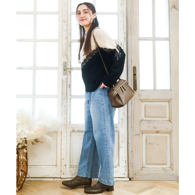 【大きいサイズ/LAVEANGE×eur3】レースバイカラーニット | eur3 | 詳細画像3 