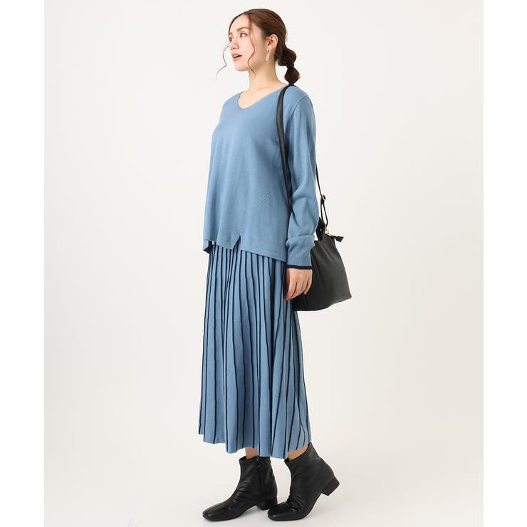 【大きいサイズ/セットアップ対応】バルキーアクリルVネックニット | eur3 | 詳細画像4 