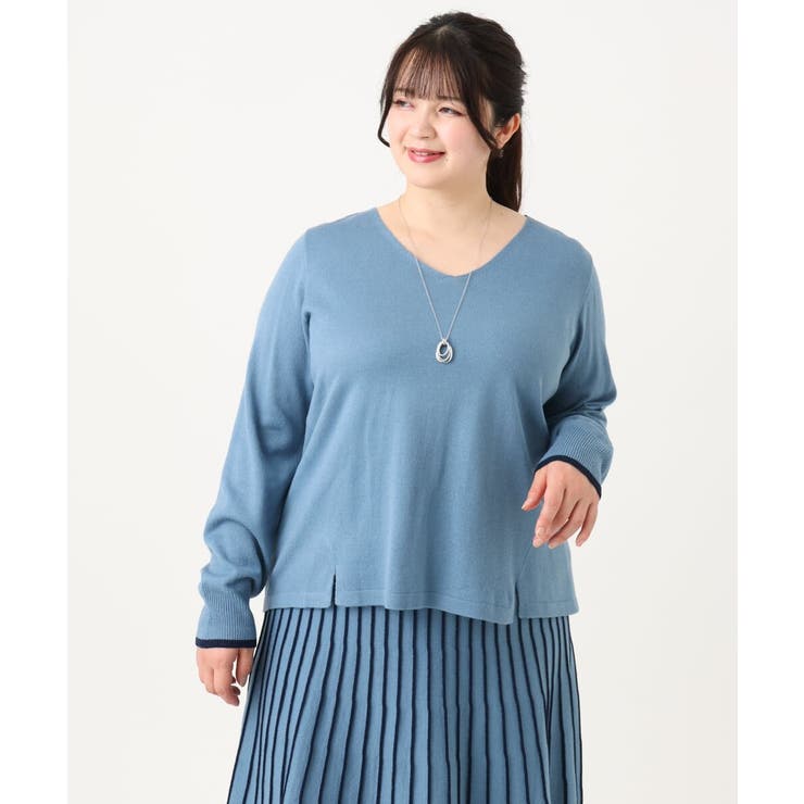 【大きいサイズ/セットアップ対応】バルキーアクリルVネックニット | eur3 | 詳細画像5 
