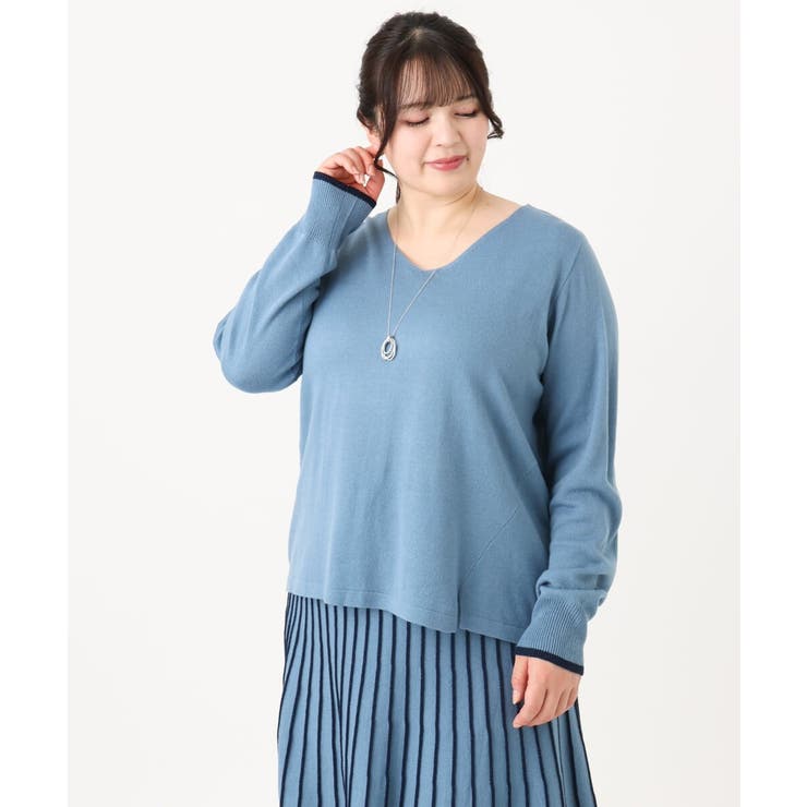 【大きいサイズ/セットアップ対応】バルキーアクリルVネックニット | eur3 | 詳細画像6 