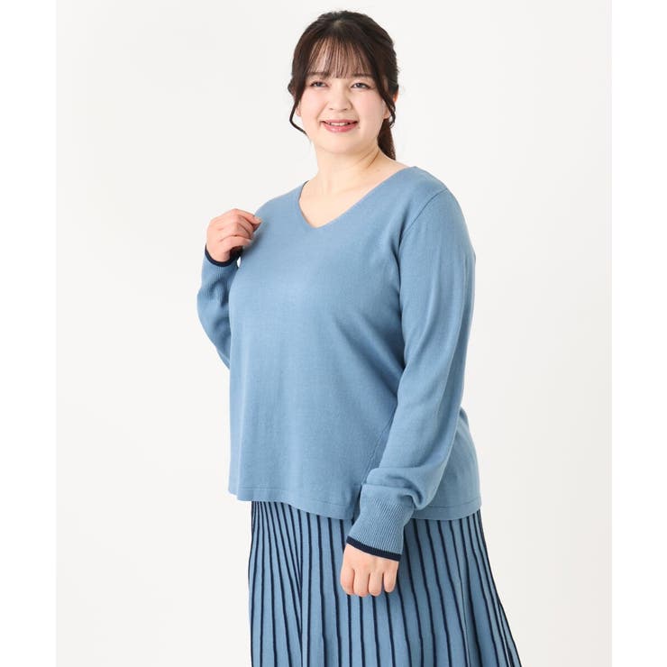 【大きいサイズ/セットアップ対応】バルキーアクリルVネックニット | eur3 | 詳細画像7 
