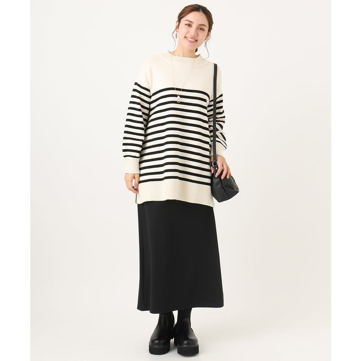 【大きいサイズ】パネルボーダーサイドスリットニット | eur3 | 詳細画像10 