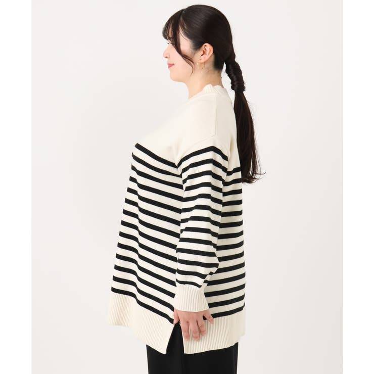 【大きいサイズ】パネルボーダーサイドスリットニット | eur3 | 詳細画像13 