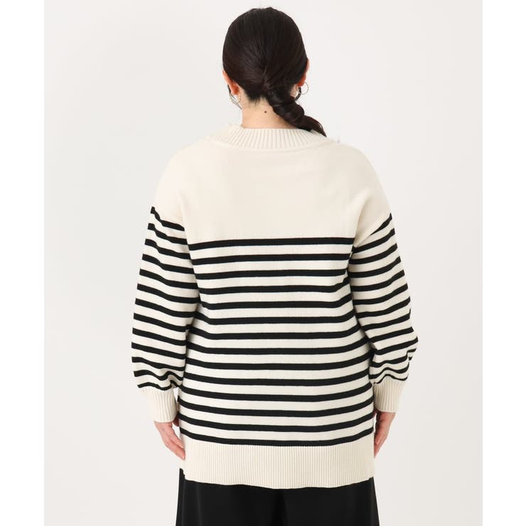 【大きいサイズ】パネルボーダーサイドスリットニット | eur3 | 詳細画像14 