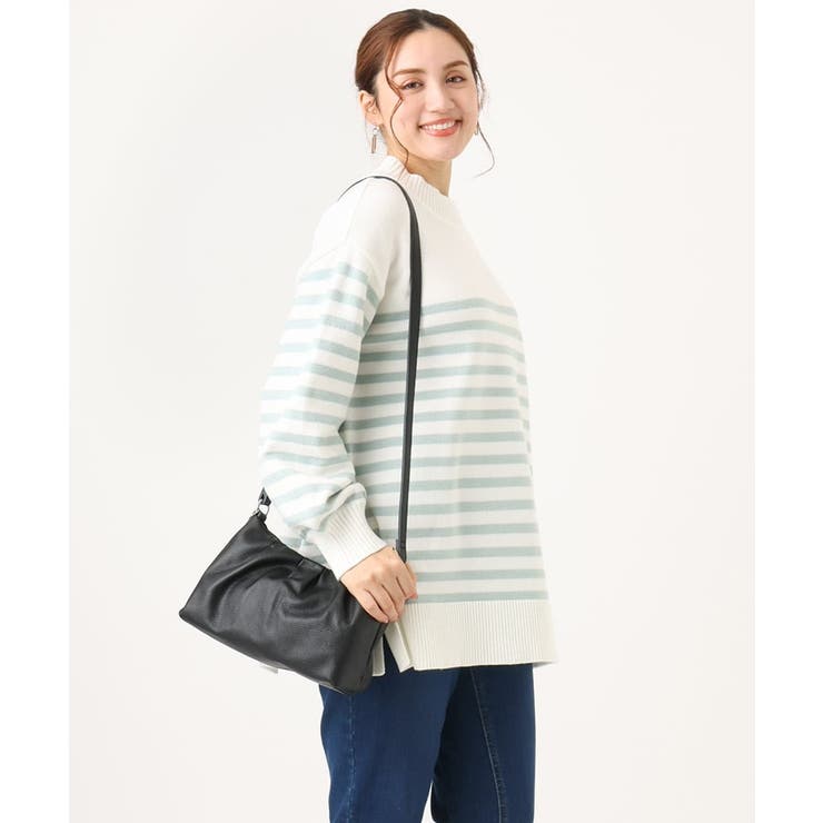 【大きいサイズ】パネルボーダーサイドスリットニット | eur3 | 詳細画像2 