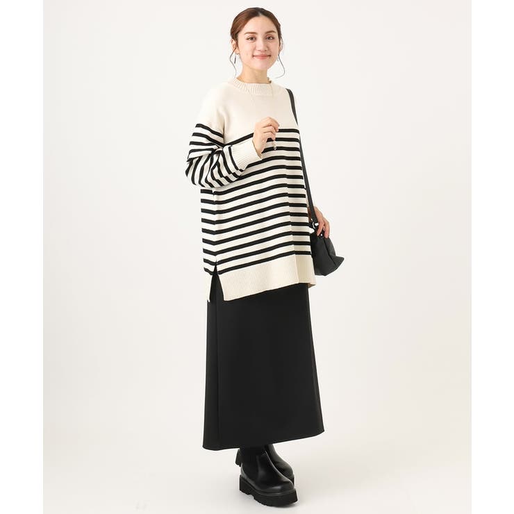 【大きいサイズ】パネルボーダーサイドスリットニット | eur3 | 詳細画像9 