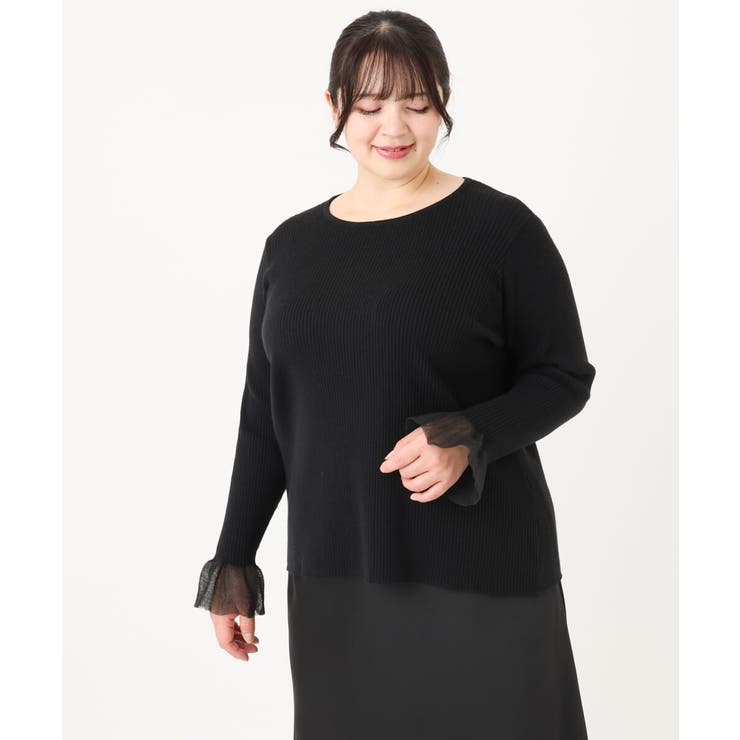 【大きいサイズ】フレアスリーブリブニット | eur3 | 詳細画像18 